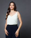 Vneck Satin Cami Top With The Straps-Green