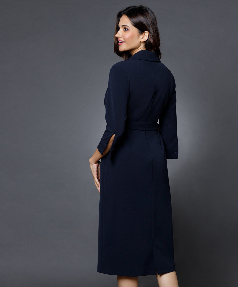 Blazer Inspired navy Midi Dress