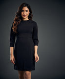 Round Neck Three Quarter Sleeve Shift Dress