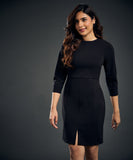 Round Neck Three Quarter Sleeve Shift Dress