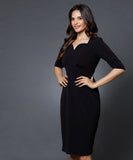 Sweetheart Neckline Sleeved Black Dress