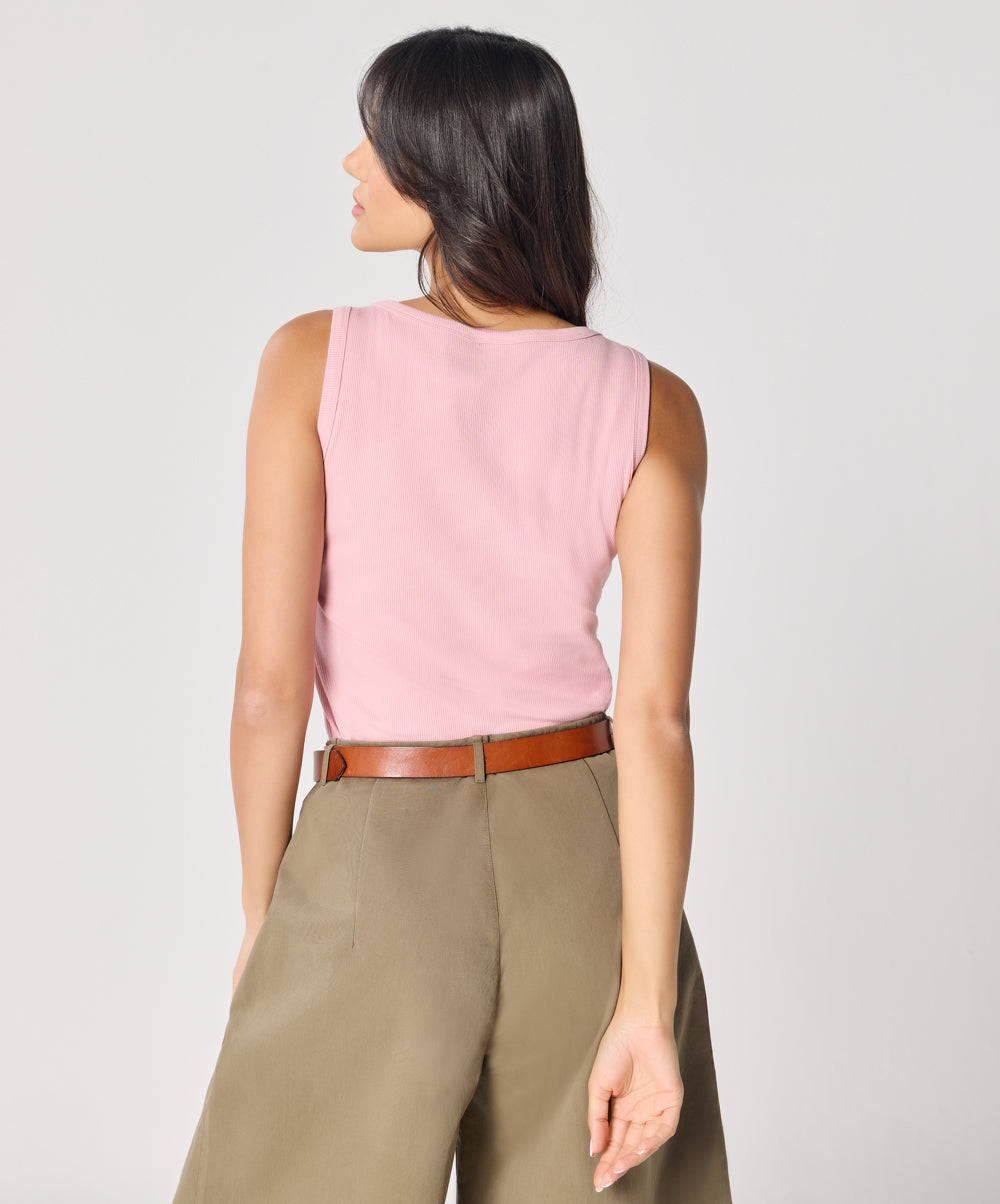 Salmon Pink Rib Cami Top