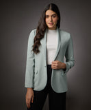 Long Sleeve Formal Blazer With Pockets -Light Blue