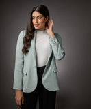 Long Sleeve Formal Blazer With Pockets -Light Blue