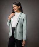 Long Sleeve Formal Blazer With Pockets -Light Blue