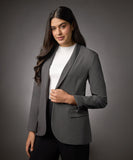 Long Sleeve Formal Blazer With Pockets- Dark Grey