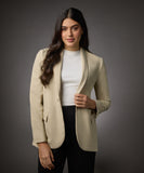 Long Sleeve Formal Blazer With Pockets-Beige