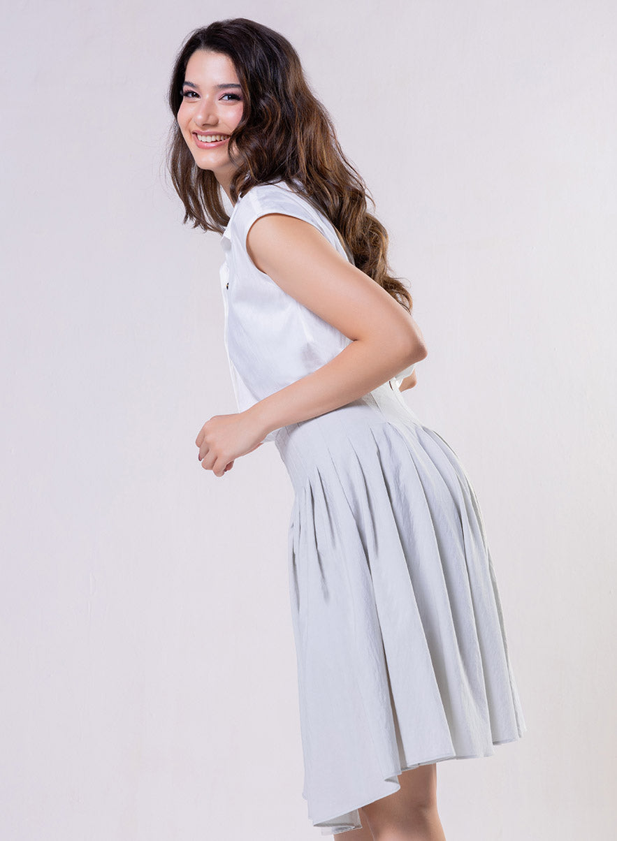 Sleeveless Shirt Top -Off White