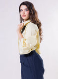 Leaf Embroidered Shirt Top-Yellow