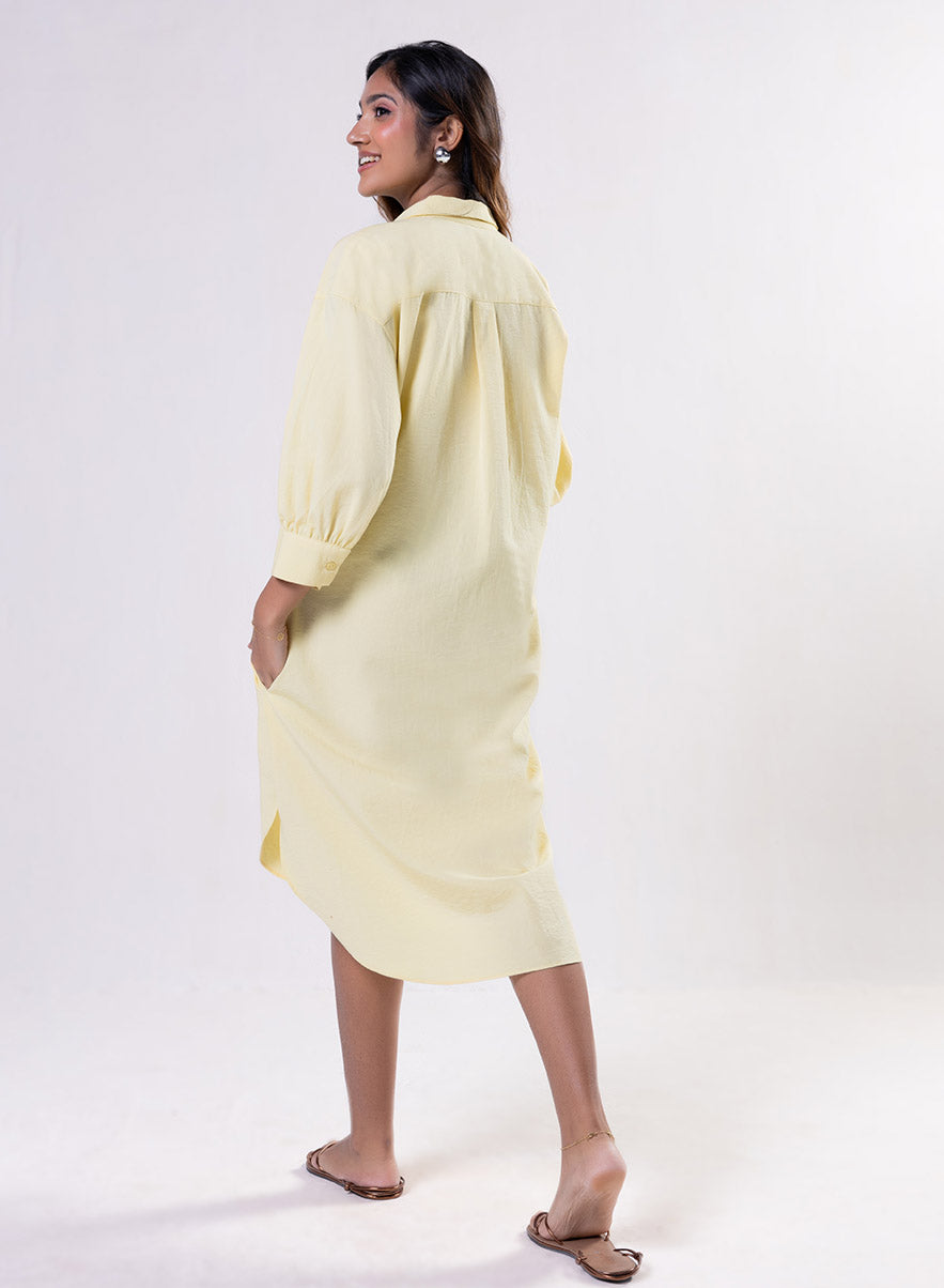 Puffed Sleeve Shirt Top-Yellow