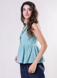 Halter Neck Peplum Blue Top