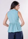 Halter Neck Peplum Blue Top