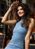 Blue Sleeveless Long Length Denim Dress