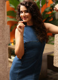 Sleeveless Shift Stylish Denim Midi Dress