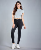 Mid Waist Black Jean