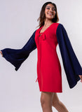 Flared Sleeve Mini Red Dress