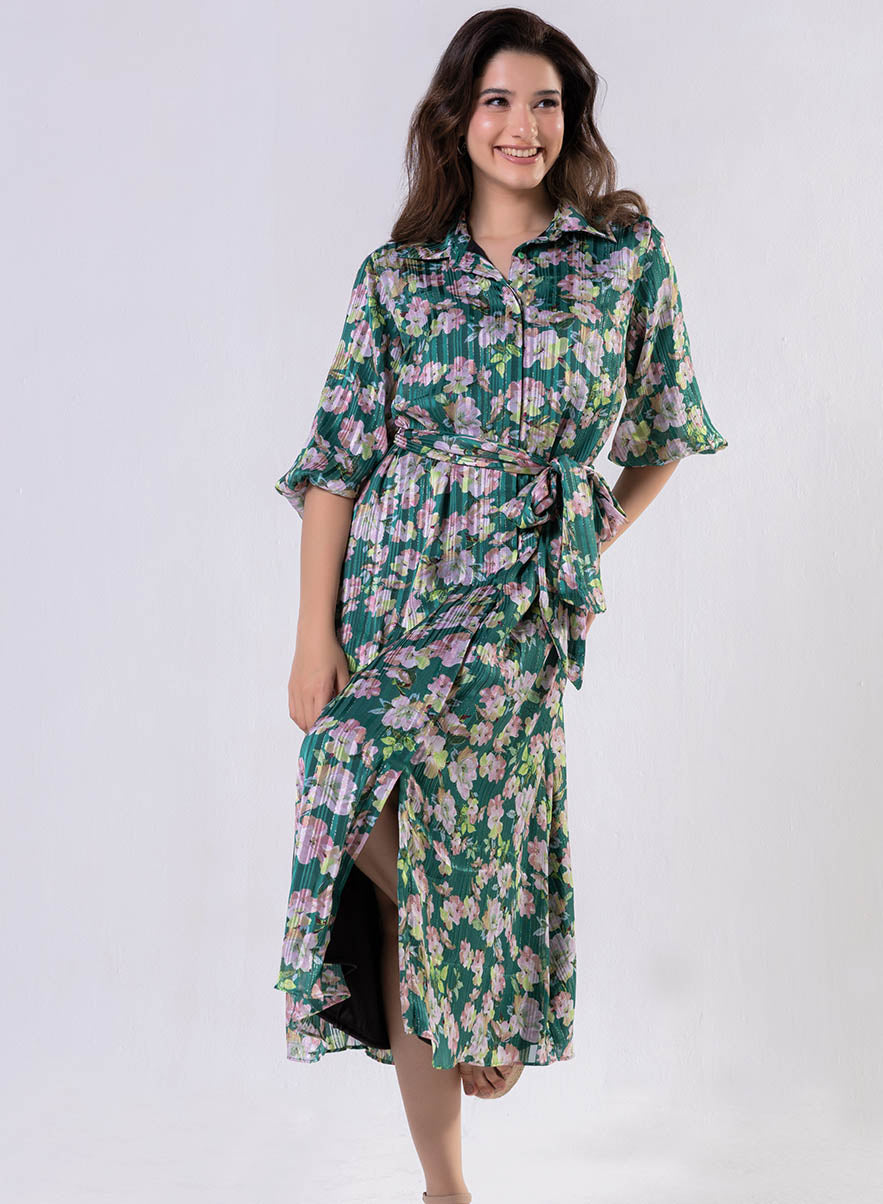 Front Buttoned Printed Dress