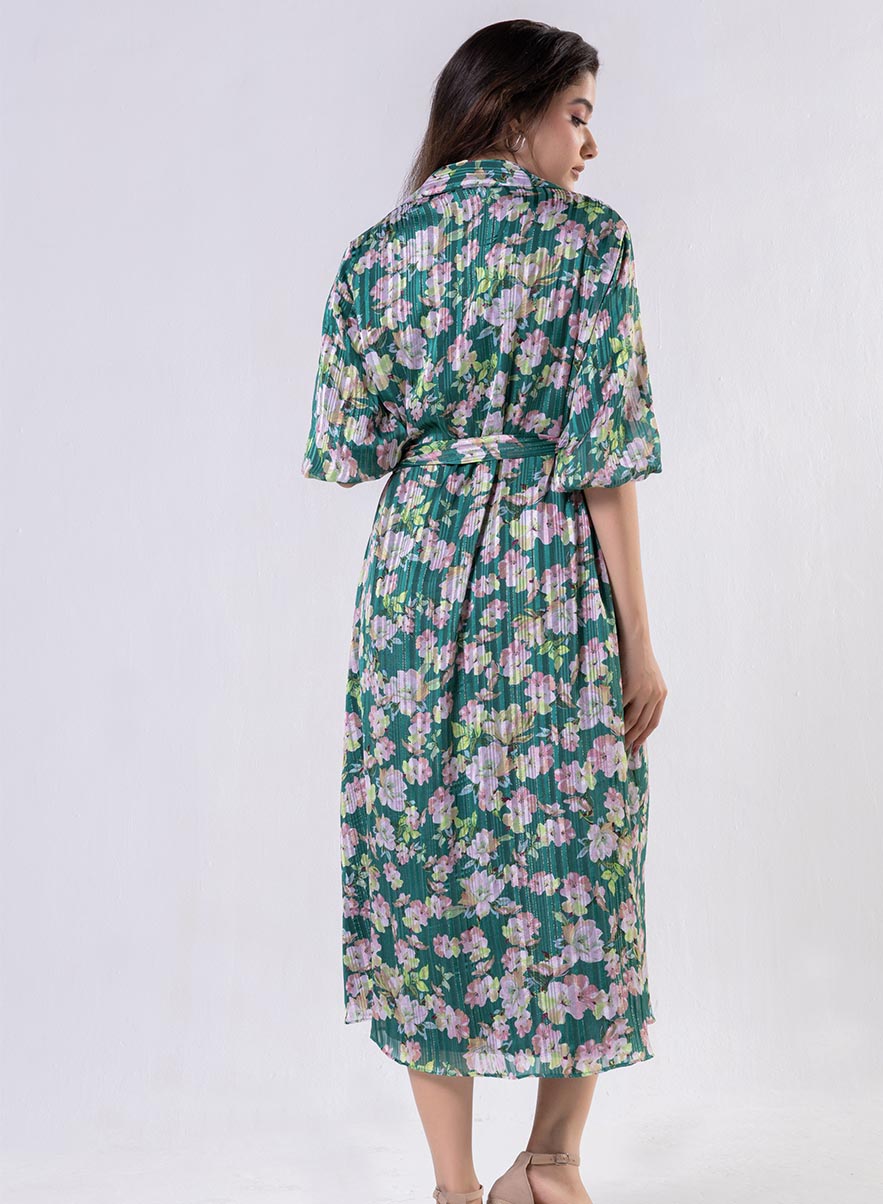 Front Buttoned Printed Dress