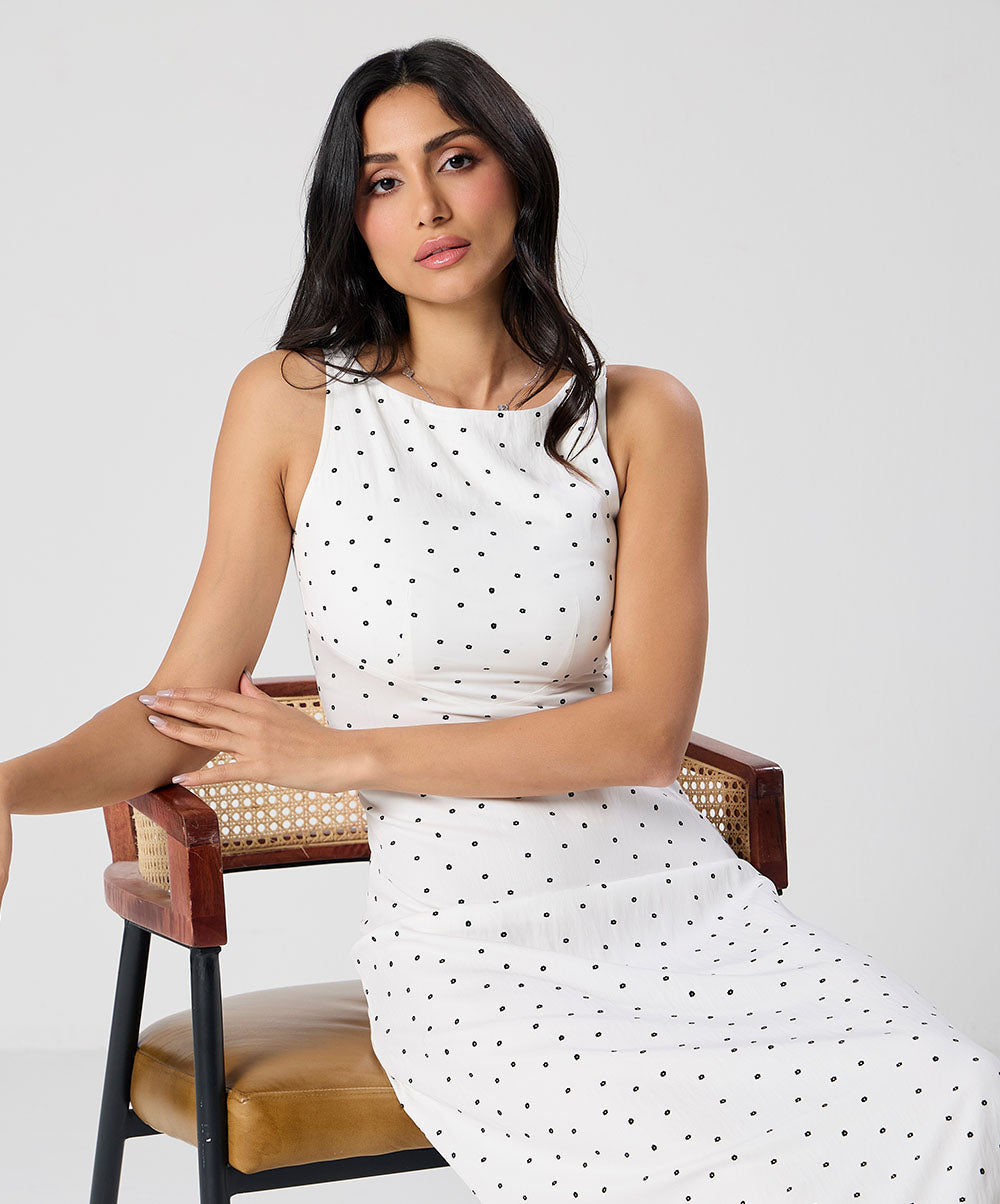 Sleeveless Empire Cut Aline Cotton Dress