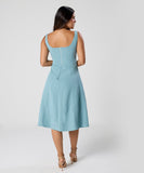 Waistless Solid Sleeveless Blue Dress