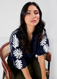 White Embroidered Black Top