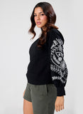 Long Sleeve Embroidered Top
