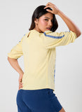 Sleeve And Front Embroidered Three Quarter Sleeve Top