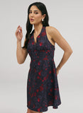 Halter With A Tie Neck Printed Dress
