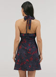 Halter With A Tie Neck Printed Dress
