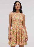 Halter Neck Skater Printed Dress
