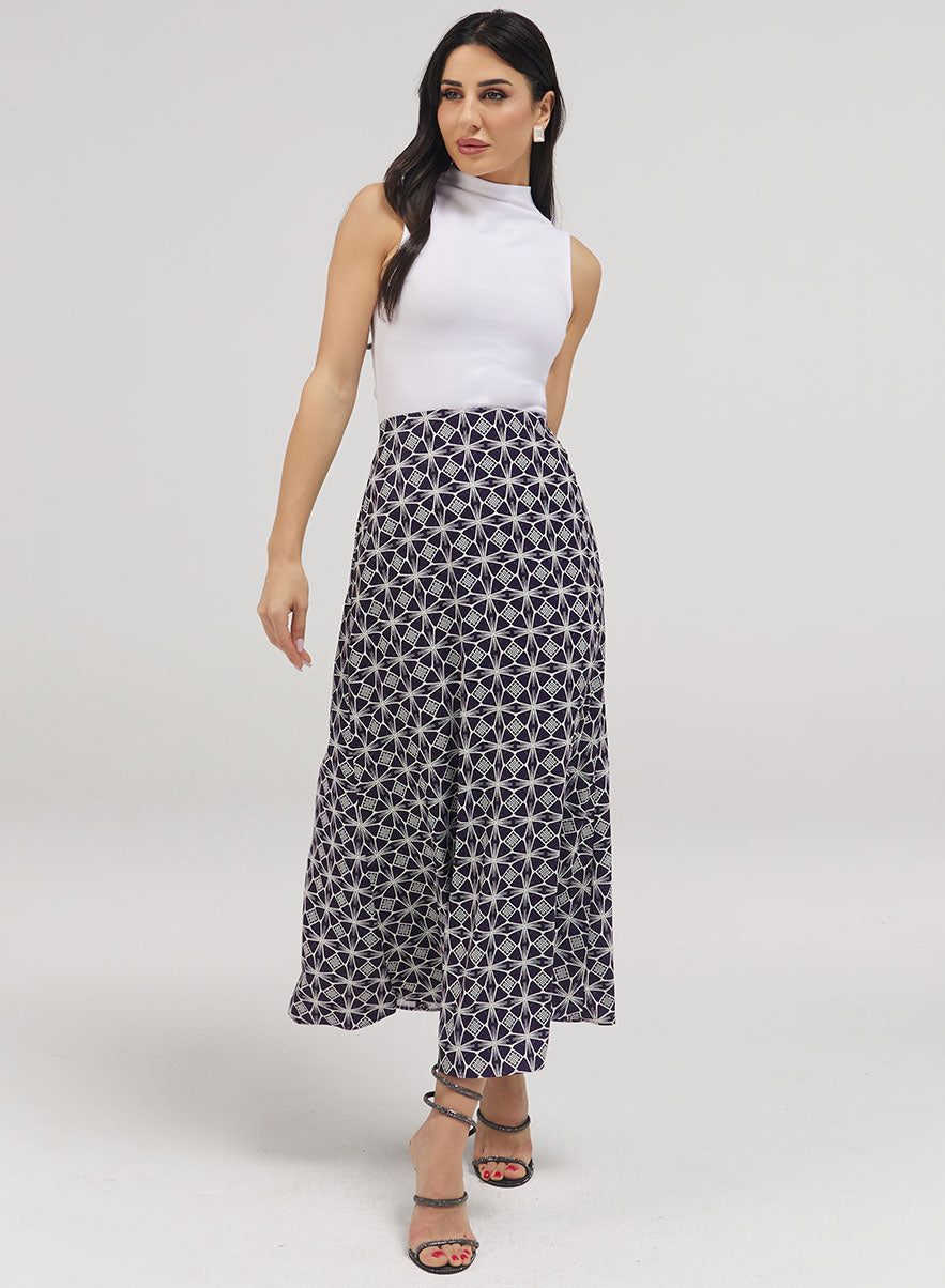 Printed Satin Skirt

