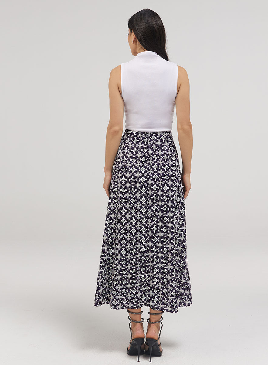 Printed Satin Skirt
