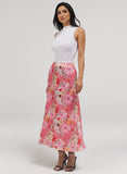 Flower Printed Satin Skirt
