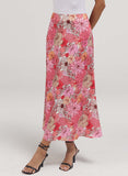 Flower Printed Satin Skirt
