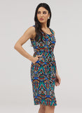 Front Buttoned V bra Cut Dress With Thick Straps
