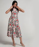 Halter Neck Printed Floral Dress