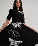 Butterfly Embroidered Short Sleeve Dress