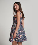 Bra Cut Printed Waist Gathered Dress