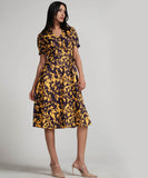 Printed Vneck Cross Over Dress