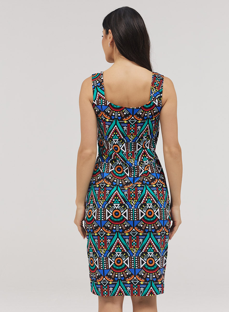Front Buttoned V bra Cut Dress With Thick Straps
