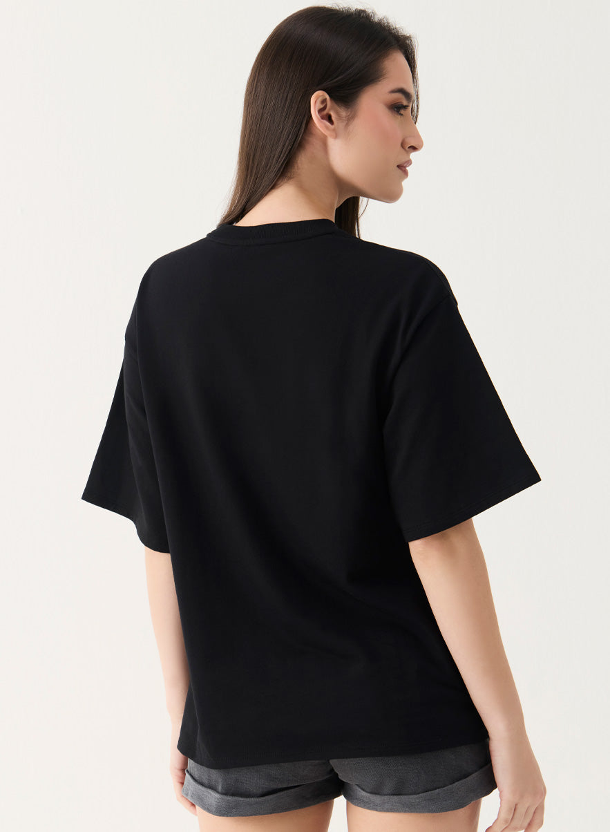 Red Rose Printed Oversized T-shirt