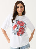 Floral Printed Oversized White T-shirt