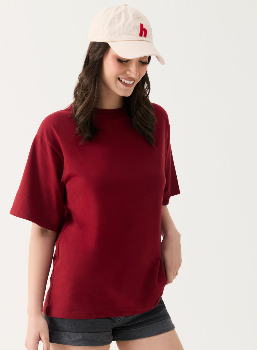 Maroon Oversized T-shirt