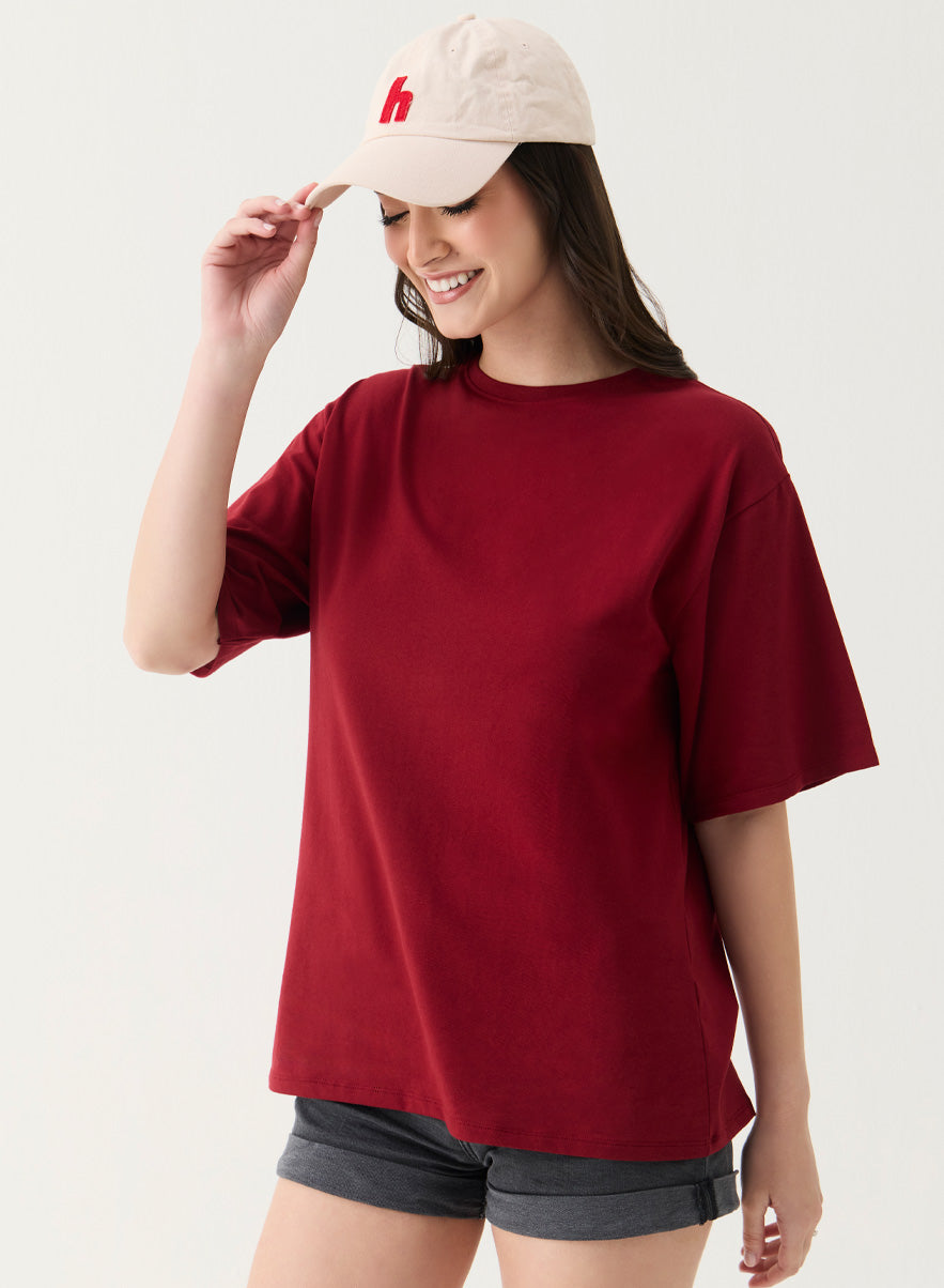 Maroon Oversized T-shirt