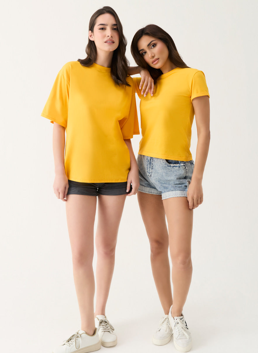 Yellow Sleeve Turn Up T-shirt
