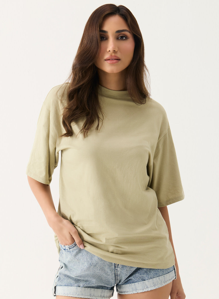 Oversized Cream Green T-shirt