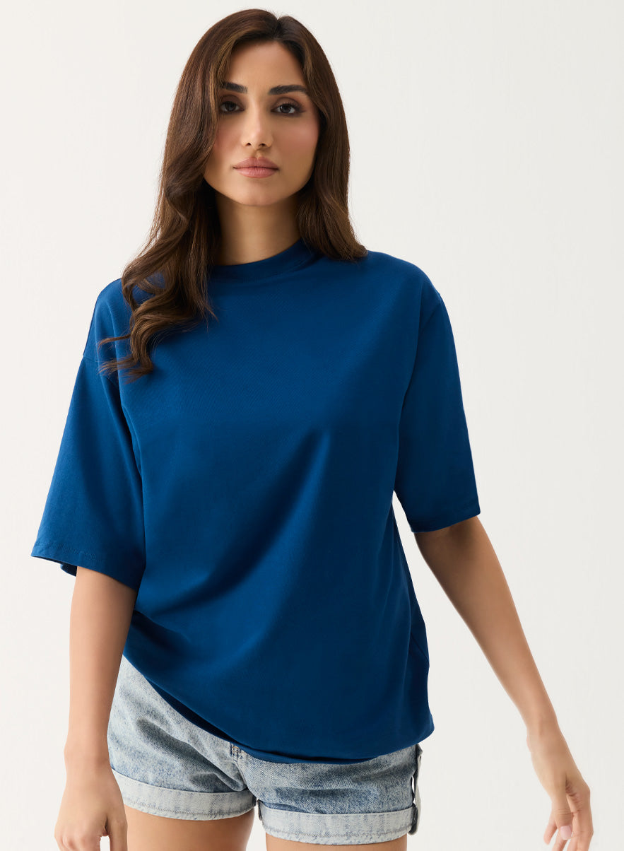Oversized Crew Neck T-shirt - Teal