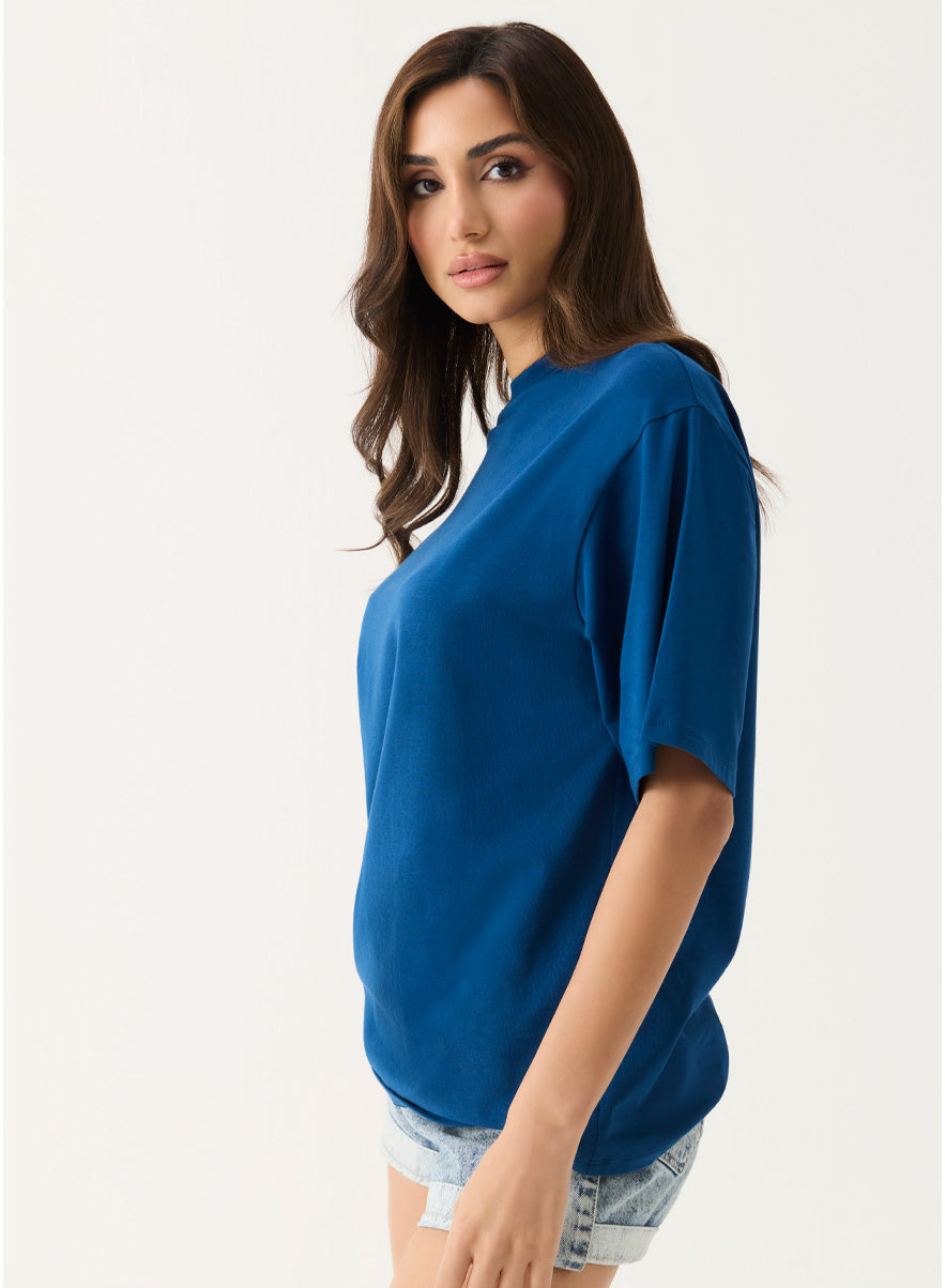 Oversized Crew Neck T-shirt - Teal