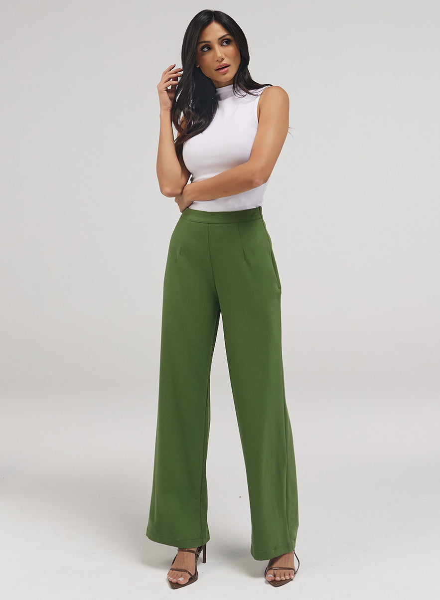 Flared Log Flared Leg Formal Pants - Green – ZIGZAG UAE