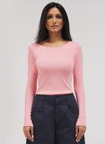 Rib Long Sleeve Top - Peach Pink
